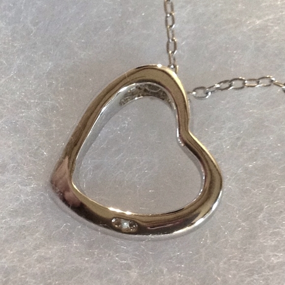 Sterling Silver Slide Heart Pendant & Chain 925 - Picture 7 of 8